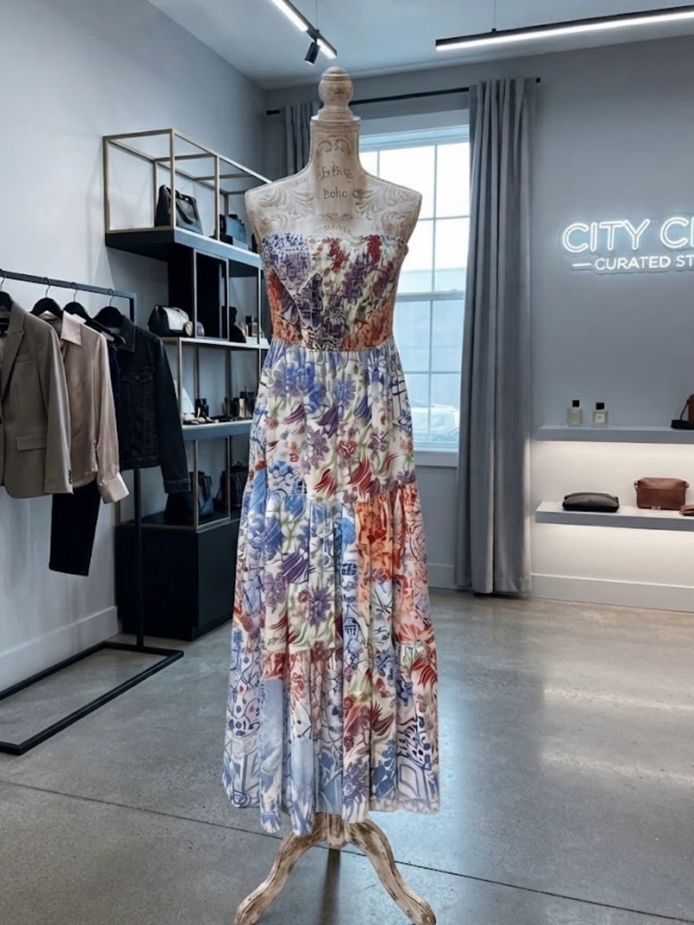 City Chic NWT Strapless Tube Tiered Maxi Dress - Multicolor Floral